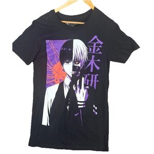 Hot Topic Tokyo Ghoul Kaneki Split Face Black T-Shirt Size Men's Small Goth